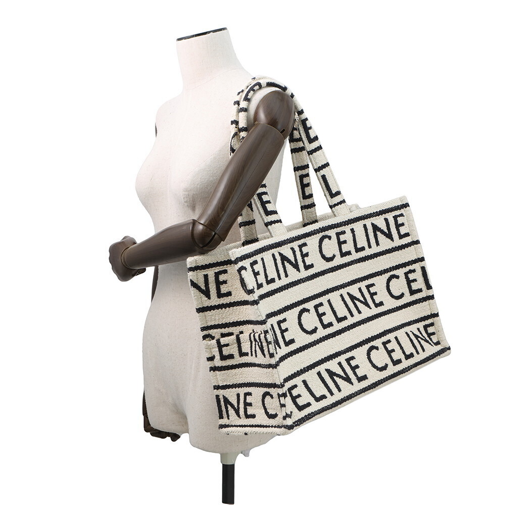 Celine Cabas Thais Tote Bag White Black - Picture 4 of 12